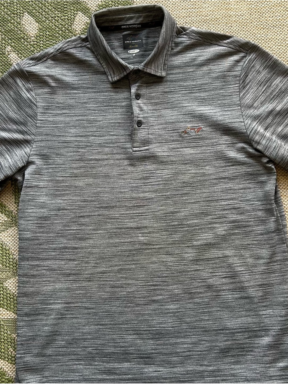 Greg Norman Collection Men's Gray Heathered Polo with Subtle Logo